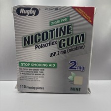 Rugby Nicotine Polacrilex Gum, 2 MG, Mint Flavor, 110 pieces, Stop Smoking Aid