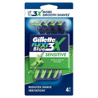 Gillette Blue3X Flexi Sensitive Disposable Razor Shaver - 4 pcs