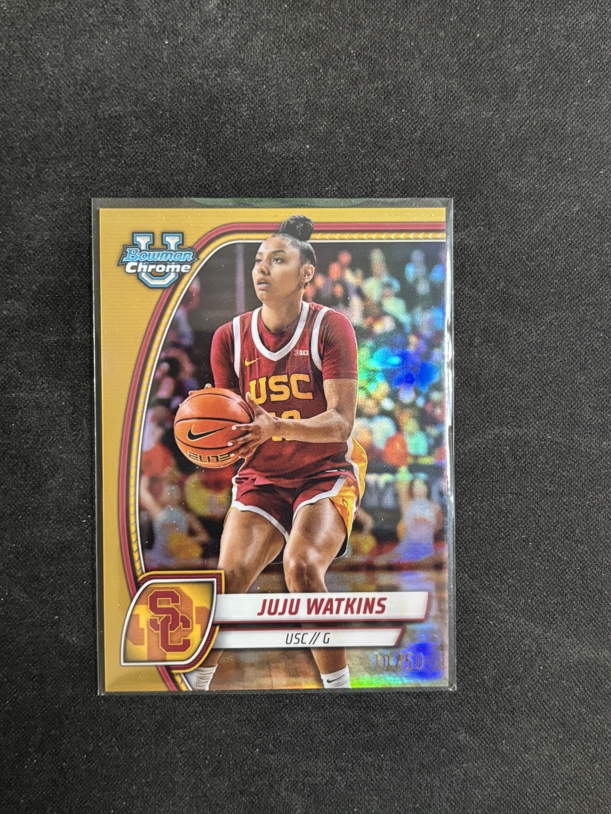 2024 BOWMAN CHROME UNIVERSITY GOLD REFRACTOR #37 JUJU WATKINS /50