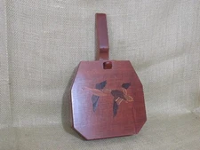 Vintage Hand Made Wood Silent Butler ~ Inlaid Detailed Flying Ducks on Cover