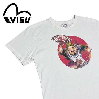 EVISU Men Top -Sama Print Y2K T-Shirt Short Sleeve Cut And Sew JPN Limited VHTF