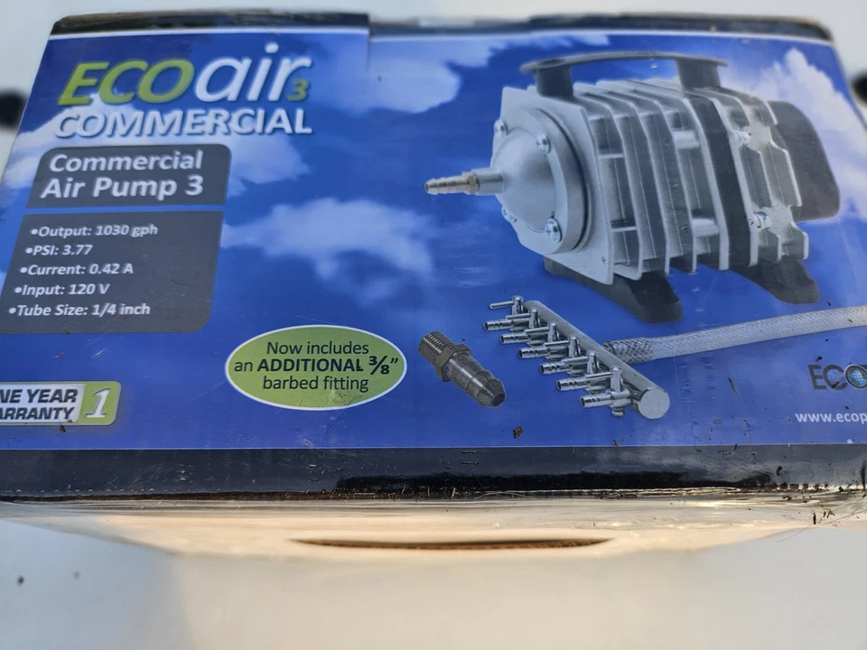 Eco Air 3 Commercial Air Pump 1030gph Output 3.77 PSI Aquarium, Hydroponics - Image 3 of 4