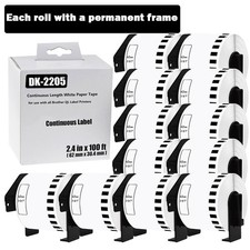 12Rolls Shipping Packing Label 2-3/7"x100' Fits Brother QL-1050 DK-2205 DK-22205