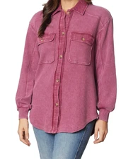 Women’s Briggs Waffle Knit Button-Up Shirt, Dark Pink (Sizes M, L, XL, XXL)