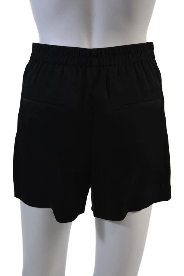 Theory Womens Silk Tailored Elastic Waist Lightweight Dress Shorts Black Size 00 - Image 3 of 4