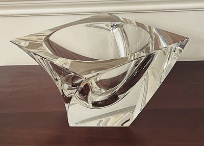 Vintage Orrefors Sweden Mid-Century Crystal Tornado Heavy Bowl  7 Inch