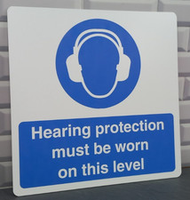 Mandatory Sign - Hearing protection must be worn on this level - Metal 40cmx40cm