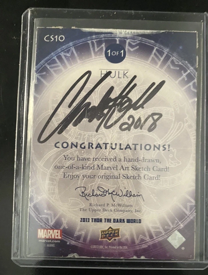 2013 Marvel Thor Dark World AP 素描艺术卡 绿巨人 Charles Hall 著 — 第 2/2 张图片