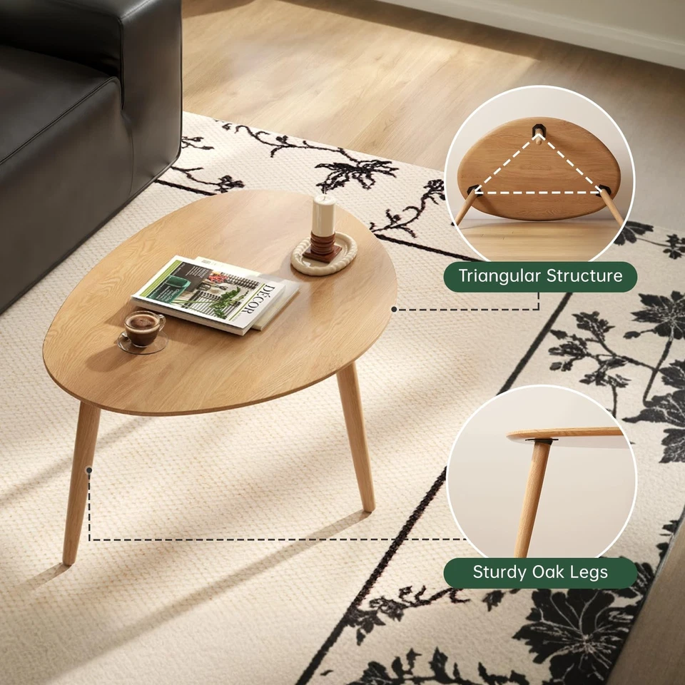 Mesa de centro pequeña ovalada, mesa auxiliar moderna de mediados de siglo de 25,6" para sala de estar,... Foto 4 de 4