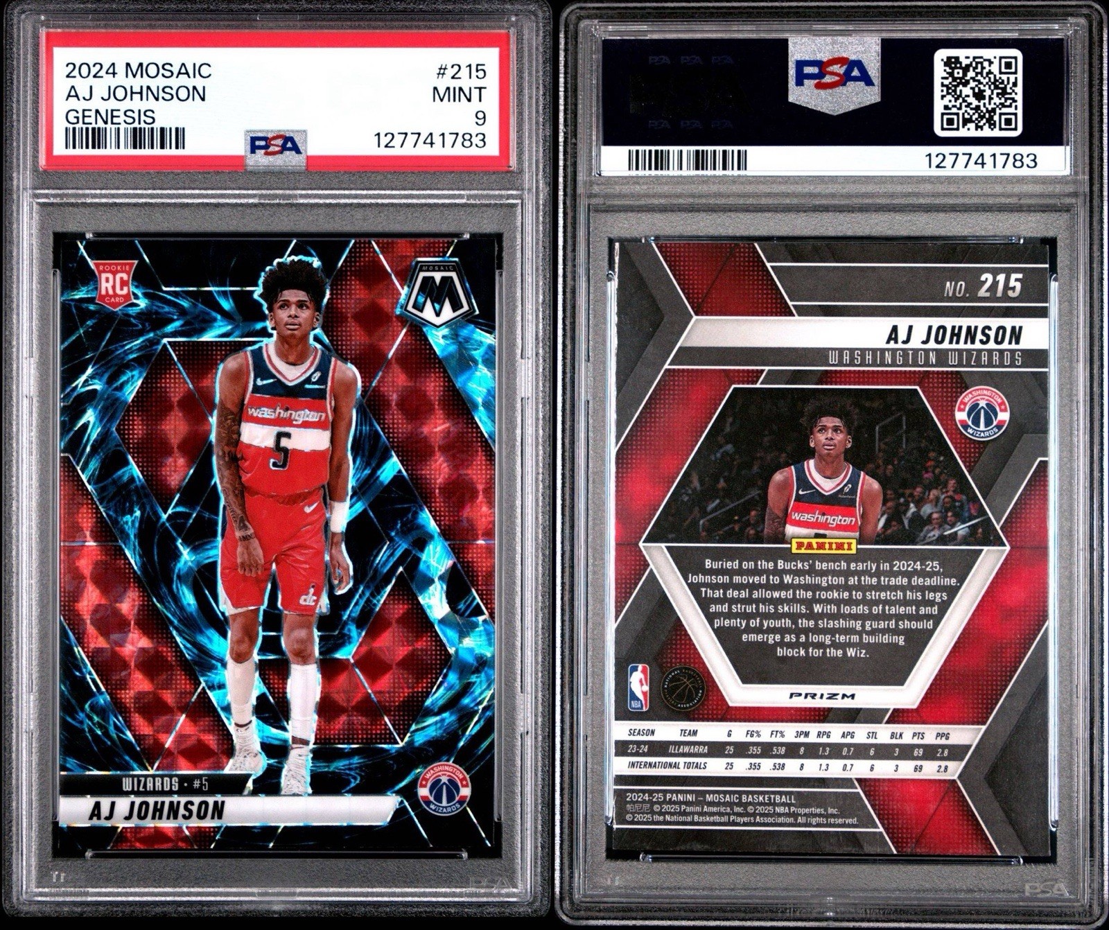 2024-25 Panini Mosaic - Rookies AJ Johnson #215 Genesis Mosaic Prizm (RC)