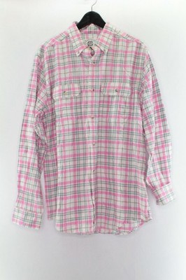 Mott Grand Herren Hemd Gr. L Langarm Rosa Grau Kariert Baumwolle #CA-55