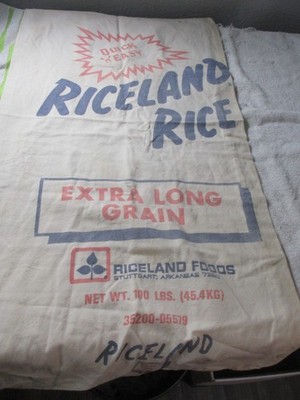 Vintage Riceland Rice Bag 100 LBS. Grain Sack Stuttgart Arkansas nice 34'' long