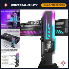 Adjustable ARGB GPU Support Bracket with Temp Display, Non-Slip Base, Universal