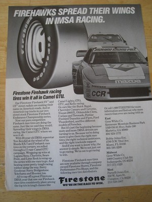 FIREHAWKS SPREAD THEIR WINGS IN IMSA RACING TIRES 1986 ADVERT A4 FILE 47