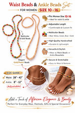 Women waist, ankle beads bracelet, can be converted to neck too