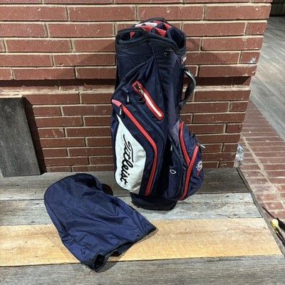 Titleist 14-Way Golf Club Cart Bag (Red, White, Blue) With Rain