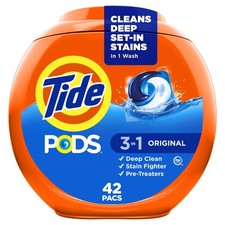 Tide PODS laundry detergent pacs, 3-in-1 Stain Remover, 42 Count Pack of 1 