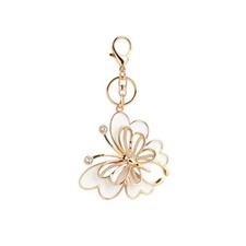 Rhinestone Crystal Keychain Key Ring with Sparkling Butterfly Design Alloy Key