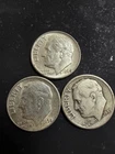 Three (3) 90% silver FDR Dimes!  Years shown in picture!