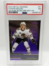 2023-24 Skybox Metal Connor Bedard Purple Spectrum FX Retro Rookie /199 PSA 7