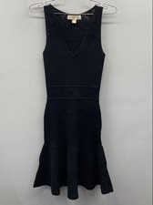 MICHAEL Michael Kors Women's Black Lace Trim Knit Fit & Flare Dress Sz XXS