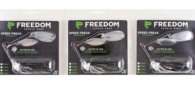 (LOT OF 3) FREEDOM TACKLE SPEED FREAK SPINNERBAIT 3/4OZ SMOKEY SHAD