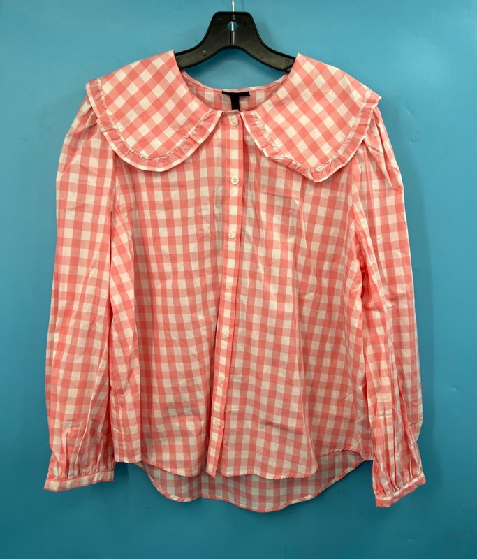 Women's WHO WHAT WEAR Pink Baby Doll Gingham Blouse Sz XXL (NWT)