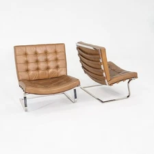 1970s Pair of Mies van der Rohe Knoll Tugendhat Armless Lounge Chairs in Leather