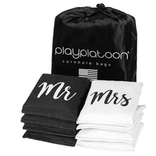 Play Platoon Premium Weather Resistant Cornhole Bags -Mr & Mrs Wedding Theme