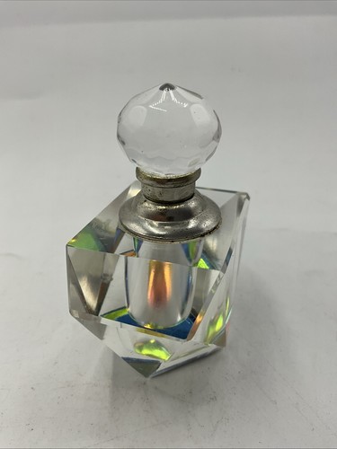 Art Deco Cut Crystal Hologram Glass Perfume Bottle (SN) - Picture 5 of 24