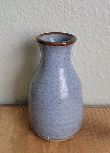 VTG Handmade Ceramic Mushroom Folk Art Vase Studio Pottery Gas FiredBlue Signed - Picture 2 of 6