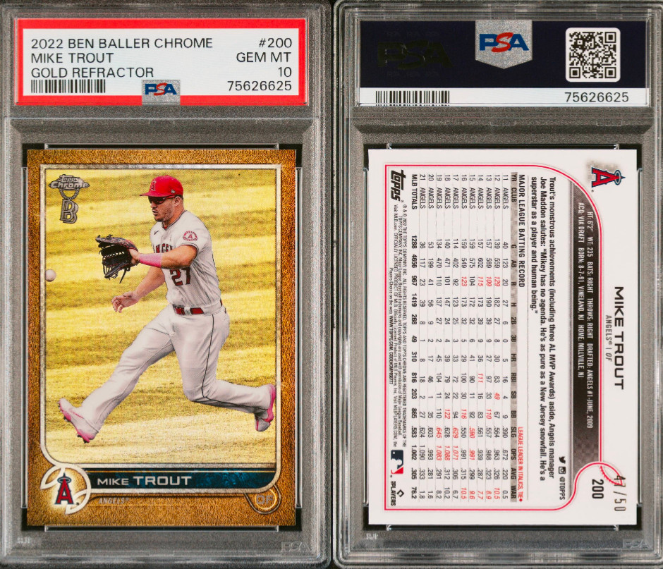 Mike Trout  PSA 10 GOLD Refractor Limited to a print run of only 50, this #47 view 3