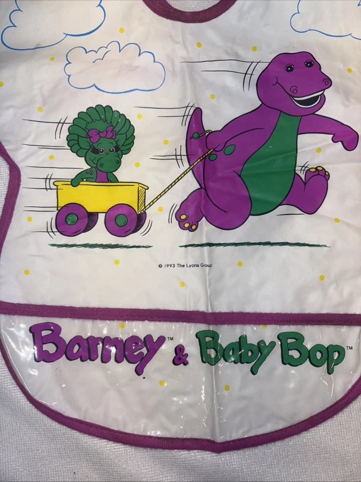 Винтажный пластиковый нагрудник 1993 Barney The Dinosaur Coverall The Lyons Group - Изображение 3 из 4