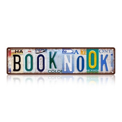 Vintage Book Nook Wall Decor Street Sign Bookshelf 4 x 16 inches, St-H-01