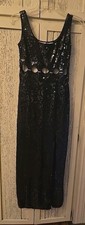 Niteline Black Sequin Ball Evening Gown Size 8 With Cutouts