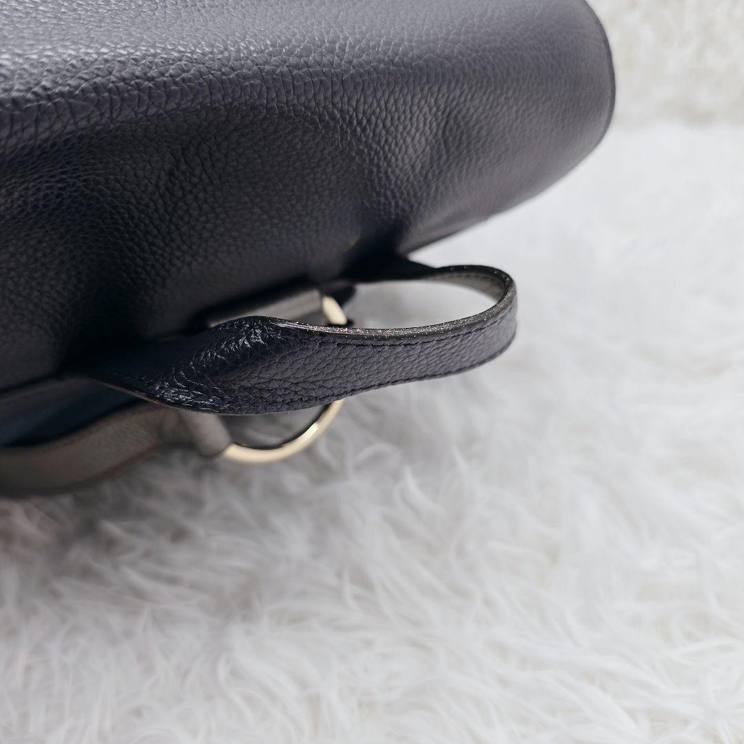 COACH Denim Leather Drawstring Backpack Dark Navy… - image 13