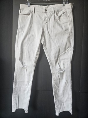 Dear John Joyrich Skinny Jeans Womens 30 White Distressed Raw Hem Ankle Stretch