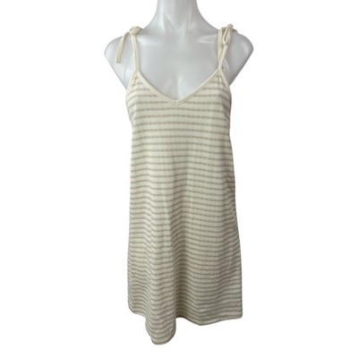 Madewell Beige Striped Sleeveless V-Neck Cami Camisole Mini Tank Shift Dress S