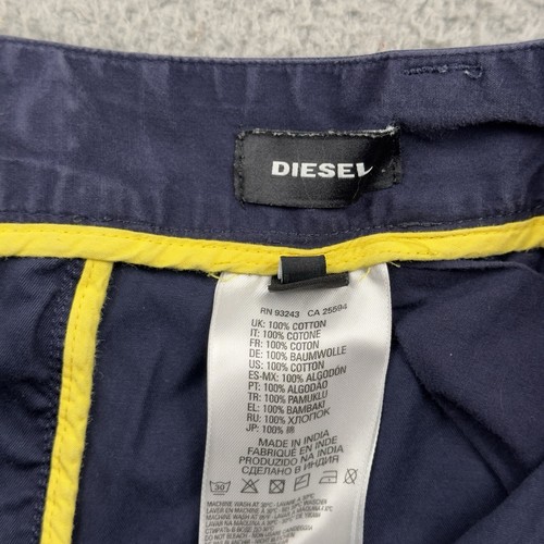 Diesel Pants Mens 30x26 Peacoat Blue P-tucs Tape Trousers Chino - Picture 6 of 13