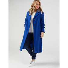 Helene Berman Cobalt Coat Lovely Wool Cashmere Mix Black Buttons Uk16 Bnwt