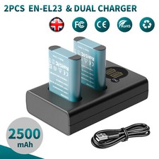 2× 2500mAh EN-EL23 Battery For Nikon Coolpix P900 P600 P610 P700 + Dual Charger 