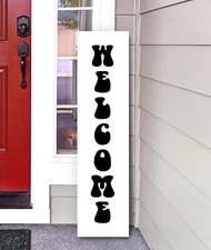 Welcome Vertical Vinyl Decal V7 | Front Porch Home | Die Cut Sticker
