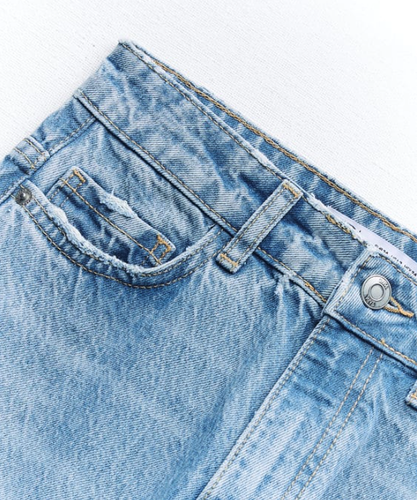 ZARA NEW HIGH-WAISTED FULL LENGTH Z1975 STRAIGHT LEG JEANS MID-BLUE 6147/277 - Picture 8 of 8