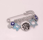 Jewish Baby Boy Stroller Pin With Star Of David, Evil Eye Charm — photo 1