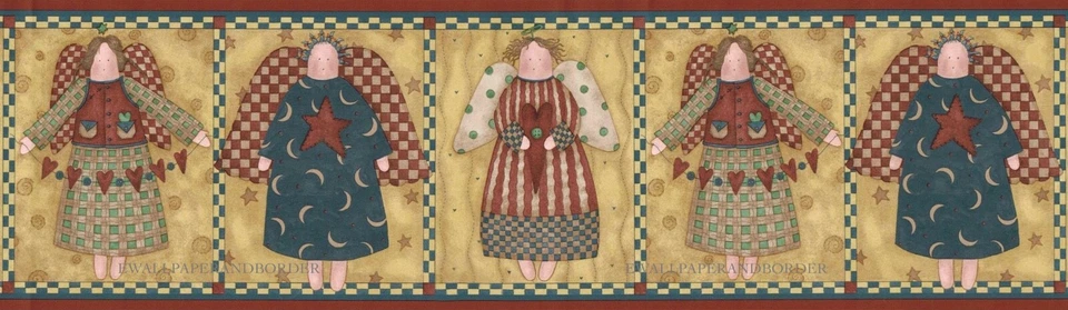 Debbie Mumm Arte Popular Primitivo Estrellas del Campo Ángel Papel Pintado Borde, 15' x 6.75" Foto 3 de 4