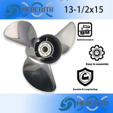 13-1/2"x15" Stainless Steel Outboard Prop for Suzuki 60-140HP,13 Spline Tooth,RH