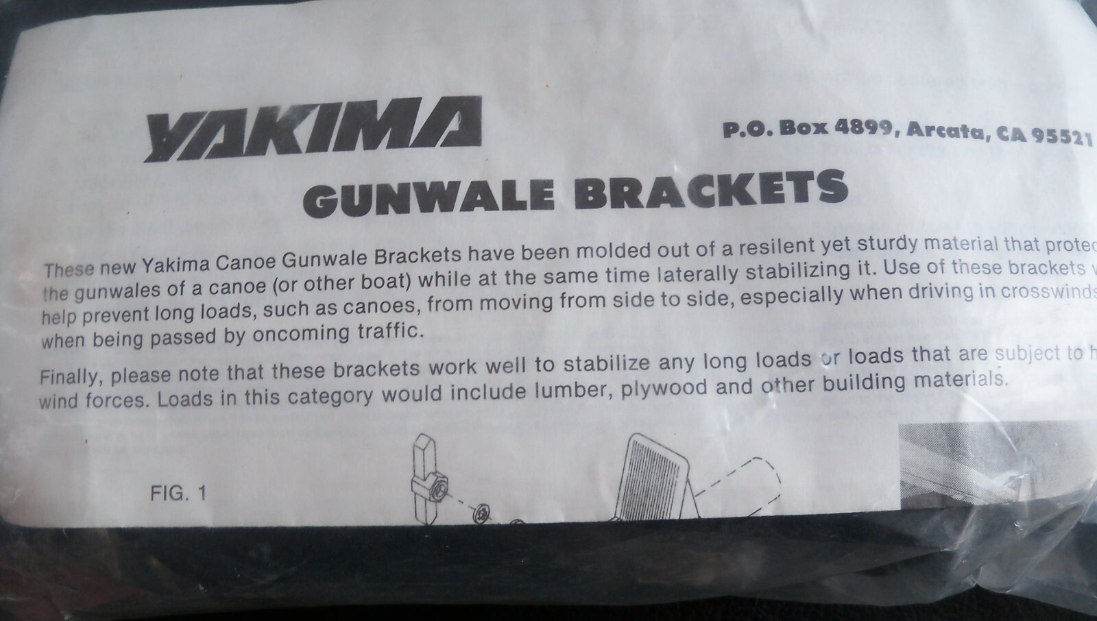 NOS 4 Yakima Gunwale LoadStop Brackets 5AP Canoe Roof Rack Mount