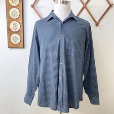 Theory Mens Irving Connel Print Blue Button Down Long Sleeve Dress Shirt XL