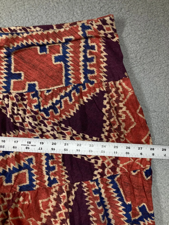 Falda Chaps Para Mujer Plus 3X Óxido Púrpura Tribal Niveles Midi Pull On Algodón Fluido Foto 4 de 4