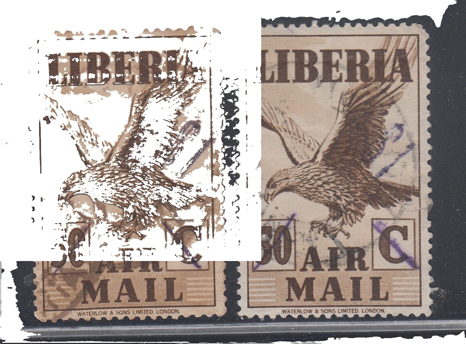 Aves utilizado sellos de Liberia